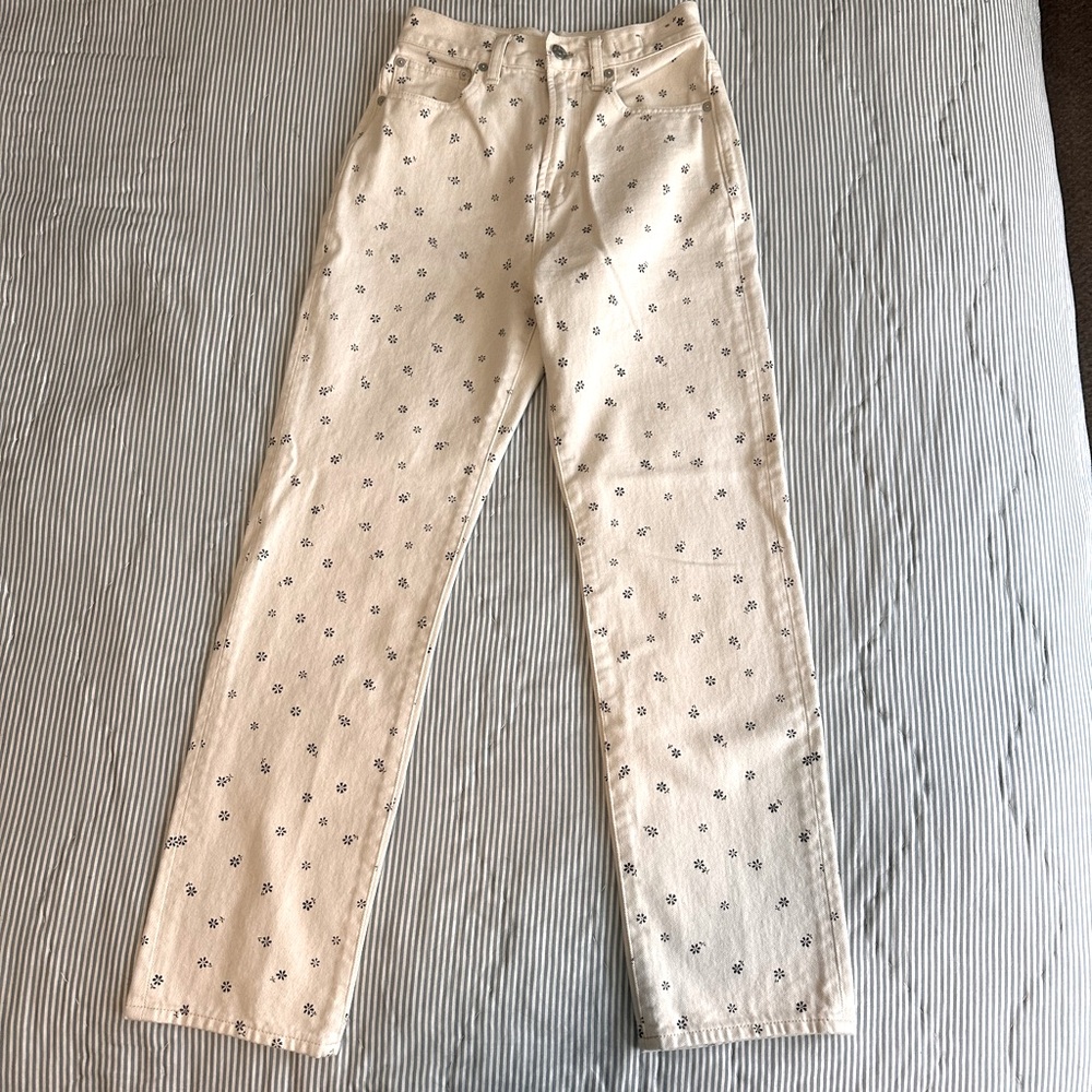 Madewell Floral Print Vintage Straight Leg Denim